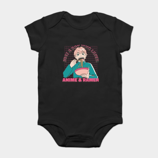 Just a Boy Who Loves Anime & Ramen Otaku Diet Boy Eating Ramen Baby Bodysuit by creative